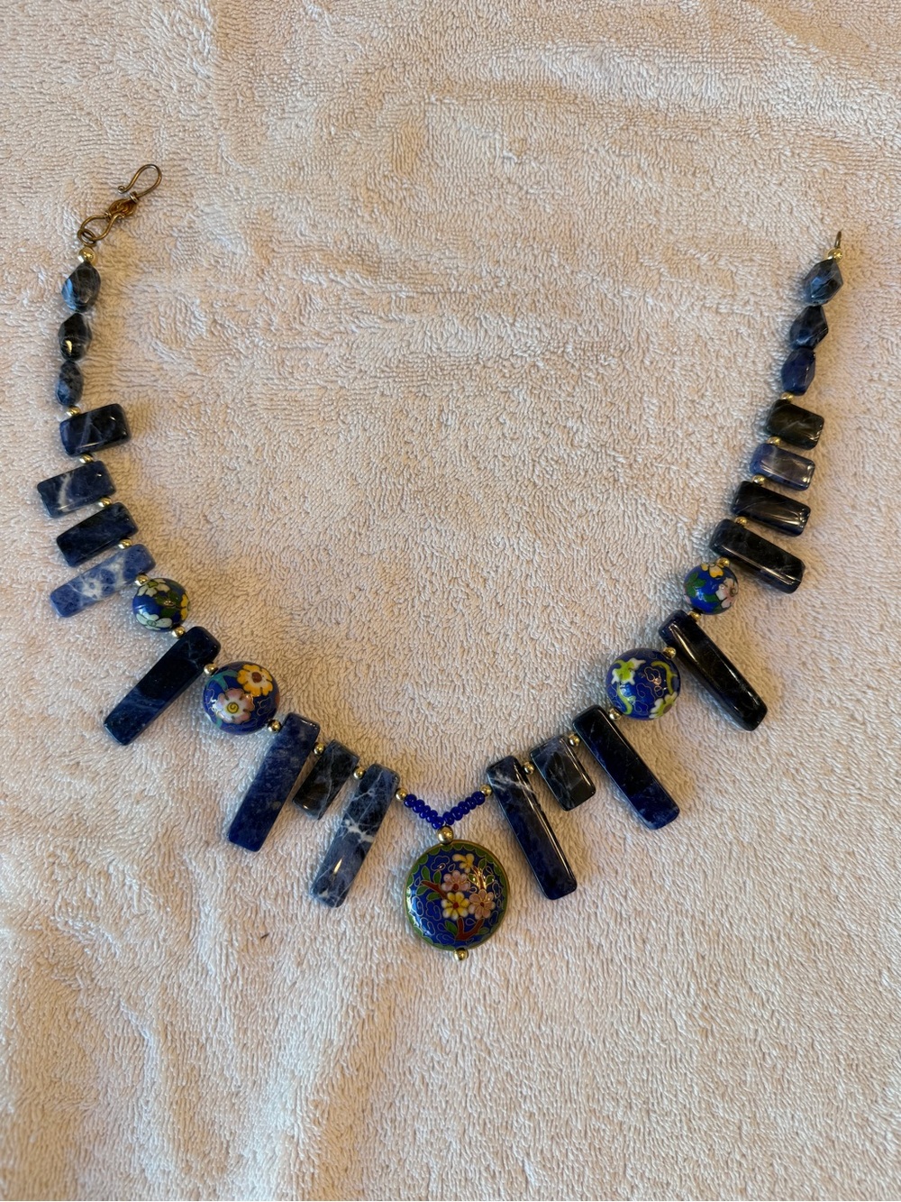 Handcrafted Blue Floral Lapis Necklace
